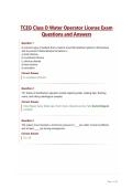 TCEQ Class D Water Operator License Exam&NewLine;Questions and Answers