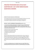 PEDIATRIC PROCEDURES 2026  ACTUAL EXAM &NewLine;QUESTIONS 2026 &ndash; 2027 LATEST VERSION SOLVED &NewLine;QUESTIONS & ANSWERS