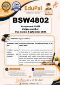BSW4802 Assignment 3 &lpar;COMPLETE ANSWERS&rpar;2026 - DUE 9 September 2026