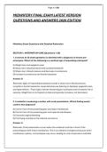 MIDWIFERY FINAL EXAM LATEST VERSION &NewLine;QUESTIONS AND ANSWERS 2026 EDITION