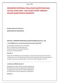 NEWBORN MATERNAL FINAL EXAM QUESTIONS 2026 &NewLine;ACTUAL EXAM 2026 &ndash; 2027 EXAM LATEST VERSION &NewLine;SOLVED QUESTIONS & ANSWERS 