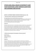 ETHICS AND LEGAL ISSUES IN MATERNITY CARE &NewLine;EXAM QUESTIONS LATEST VERSION QUESTIONS &NewLine;AND ANSWERS 2026 EDITION
