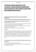 NUTRITION DURING PREGNANCY AND &NewLine;LACTATION &plus; BREASTFEEDING MANAGEMENT &NewLine;EXAM QUESTIONS LATEST VERSION QUESTIONS &NewLine;AND ANSWERS 2026 EDITION 