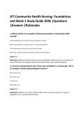 ATI Community Health Nursing&colon; Foundations&NewLine;and Week 1 Study Guide 2026 &vert;Questions&NewLine;&vert;Answers &vert;Rationales&NewLine;