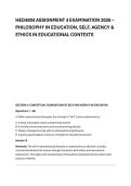 HED4804 ASSIGNMENT 4 EXAMINATION 2026 &ndash; &NewLine;PHILOSOPHY IN EDUCATION&comma; SELF&comma; AGENCY & &NewLine;ETHICS IN EDUCATIONAL CONTEXTS