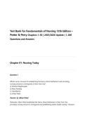 Test Bank Fundamentals of Nursing 12th Edition Potter Perry &vert; Chapters 1-50 Q&A&NewLine;