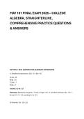 MAT 101 FINAL EXAM 2026 &ndash; COLLEGE &NewLine;ALGEBRA&comma; STRAIGHTERLINE&comma; &NewLine;COMPREHENSIVE PRACTICE QUESTIONS &NewLine;& ANSWERS