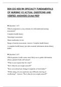 BSN 225 HESI RN SPECIALTY FUNDAMENTALS&NewLine;OF NURSING V2 ACTUAL QUESTIONS AND&NewLine;VERIFIED ANSWERS EXAM PREP
