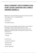 NR442 COMMUNITY HEALTH NURSING EXAM&NewLine;SCRIPT SOLVED QUESTIONS AND CORRECT&NewLine;ANSWERS GRADED A&plus;