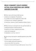 NR442 COMMUNITY HEALTH NURSING&NewLine;ACTUAL EXAM QUESTIONS AND VERIFIED&NewLine;ANSWERS EXAM PREP