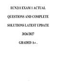 ECN211 EXAM 1 ACTUAL&NewLine;QUESTIONS AND COMPLETE&NewLine;SOLUTIONS LATEST UPDATE&NewLine;2026&sol;2027