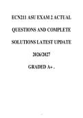 ECN211 ASU EXAM 2 ACTUAL&NewLine;QUESTIONS AND COMPLETE&NewLine;SOLUTIONS LATEST UPDATE&NewLine;2026&sol;2027&NewLine;GRADED A&plus; &period;