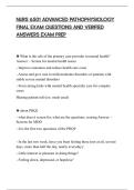 NURS 6501 ADVANCED PATHOPHYSIOLOGY&NewLine;FINAL EXAM QUESTIONS AND VERIFIED&NewLine;ANSWERS EXAM PREP