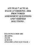 ATI TEAS 7 ACTUAL&NewLine;EXAM &lpar;4 VERSIONS &rpar; 2026&NewLine;PROCTORED&NewLine;ASSESSMENT QUESTIONS&NewLine;AND VERIFIED&NewLine;SOLUTIONS &period;&NewLine;&lpar;EXAM INCLUDED ARE&NewLine;-READING&NewLine;-MATH&NewLine;-SCIENCE&NewLine;-ENGLISH LANGUAGE USAGE &period;&rpar;