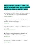 PROPERTY AND CASUALTY FINAL TEST&NewLine;PAPER 2026 QUESTIONS AND SOLUTIONS&NewLine;GRADED A&plus; COMPLETE STUDY GUIDE