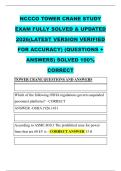 NCCCO TOWER CRANE STUDY &NewLine;EXAM FULLY SOLVED & UPDATED &NewLine;2026&lpar;LATEST VERSION VERIFIED &NewLine;FOR ACCURACY&rpar; &lpar;QUESTIONS &plus; &NewLine;ANSWERS&rpar; SOLVED 100&percnt; &NewLine;CORRECT 