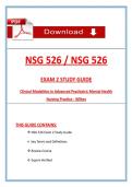 NSG 526 Exam 2 Study Guide  &ndash; Clinical Modalities in Advanced Psychiatric Mental Health Nursing Practice &lpar;2026&sol;2027&rpar;&comma; 100&percnt; Guaranteed Pass - Wilkes