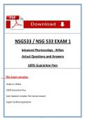 Wilkes NSG533 &sol; NSG 533 Exam 1 &lpar;Latest 2026 &sol; 2027&rpar;&colon; Advanced Pharmacology &vert; Questions and Verified Answers with Rationales &vert; 100&percnt; Correct