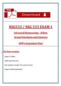 NSG 533 &sol; NSG533 Exam 1 &lpar;Advanced Pharmacology &ndash; Wilkes&rpar; &ndash; Actual Questions & Verified Answers PDF&NewLine;