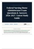 Federal Nursing Home Administrator Exam Questions & Answers 2026-2027 Latest Study Guide