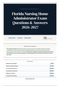 Florida Nursing Home Administrator Exam Questions & Answers 2026-2027