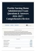 Florida Nursing Home Administrator Exam Questions & Answers 2026-2027 Comprehensive Review