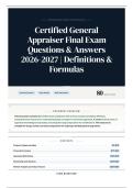Certified General Appraiser Final Exam Questions & Answers 2026-2027 Definitions & Formulas