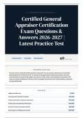 Certified General Appraiser Certification Exam Questions & Answers 2026-2027 Latest Practice Test