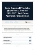 Basic Appraisal Principles Questions & Answers 2026-2027 Real Estate Appraisal Fundamentals