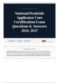 National Pesticide Applicator Core Certification Exam Questions & Answers 2026-2027