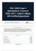 NSG 3100 Exam 3 Questions & Answers 2026-2027 Galen College 400 Verified Questions