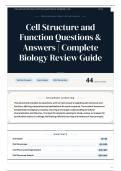 Cell Structure and Function Questions & Answers Complete Biology Review Guide