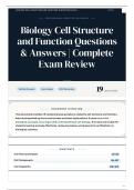 Biology Cell Structure and Function Questions & Answers Complete Exam Review