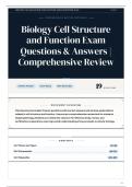 Biology Cell Structure and Function Exam Questions & Answers Comprehensive Review