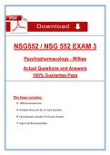 NSG 552 Exam 3 &ndash; Psychopharmacology &lpar;Latest 2026&sol;2027 Update&rpar; Actual Questions & Answers &lpar;Wilkes University&rpar;