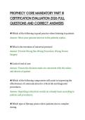 PROPHECY CORE MANDATORY PART III&NewLine;CERTIFICATION EVALUATION 2026 FULL&NewLine;QUESTIONS AND CORRECT ANSWERS&NewLine;