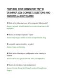 PROPHECY CORE MANDATORY PART III&NewLine;EXAMPREP 2026 COMPLETE QUESTIONS AND&NewLine;ANSWERS ALREADY PASSED