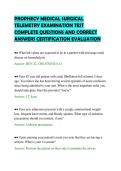 ROPHECY MEDICAL SURGICAL&NewLine;TELEMETRY EXAMINATION TEST&NewLine;COMPLETE QUESTIONS AND CORRECT&NewLine;ANSWERS CERTIFICATION EVALUATION