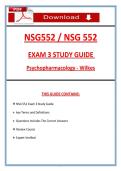 Wilkes NSG552 &sol; NSG 552 Exam 3 Study Guide Psychopharmacology &lpar;Latest 2026 &sol; 2027&rpar; 100&percnt; Verified Graded A&plus;