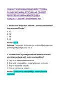 Connecticut Unlimited Journeyperson Plumber Exam Questions and Correct Answers &ndash; Comprehensive Practice Test & Study Guide