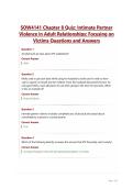 SOW4141 Chapter 8 Quiz&colon; Intimate Partner Violence in Adult Relationships&colon; Focusing on Victims' Questions and Answers