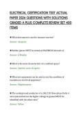 ELECTRICAL CERTIFICATION TEST ACTUAL&NewLine;PAPER 2026 QUESTIONS WITH SOLUTIONS&NewLine;GRADED A PLUS COMPLETE REVIEW SET 400&NewLine;ITEMS&NewLine;
