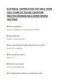 ELECTRICAL CERTIFICATION TEST FINAL PAPER&NewLine;2026 COMPLETE SOLVED QUESTIONS&NewLine;PRACTICE REVISION PACK EXPERT REVIEW&NewLine;400 ITEMS&NewLine;