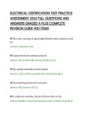 ELECTRICAL CERTIFICATION TEST PRACTICE&NewLine;ASSESSMENT 2026 FULL QUESTIONS AND&NewLine;ANSWERS GRADED A PLUS COMPLETE&NewLine;REVISION GUIDE 400 ITEMS