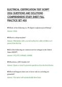 ELECTRICAL CERTIFICATION TEST SCRIPT&NewLine;2026 QUESTIONS AND SOLUTIONS&NewLine;COMPREHENSIVE STUDY SHEET FULL&NewLine;PRACTICE SET 400&NewLine;