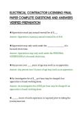 ELECTRICAL CONTRACTOR LICENSING FINAL&NewLine;PAPER COMPLETE QUESTIONS AND ANSWERS&NewLine;VERIFIED PREPARATION&NewLine;