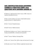 UHC CERTIFICATION EXAM ANSWERED&NewLine;CORRECTLY PRACTICE SCRIPT 2026&NewLine;QUESTIONS WITH ANSWERS GRADED A&plus;