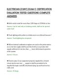 ELECTRICIAN &lpar;CUNY&rpar; EXAM C CERTIFICATION&NewLine;EVALUATION TESTED QUESTIONS COMPLETE&NewLine;ANSWERS