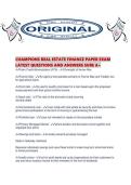 CHAMPIONS REAL ESTATE FINANCE PAPER EXAM LATEST QUESTIONS AND ANSWERS SURE A&period;pdf