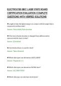 ELECTROLYSIS IBEC LASER STATE BOARD&NewLine;CERTIFICATION EVALUATION COMPLETE&NewLine;QUESTIONS WITH VERIFIED SOLUTIONS&NewLine;